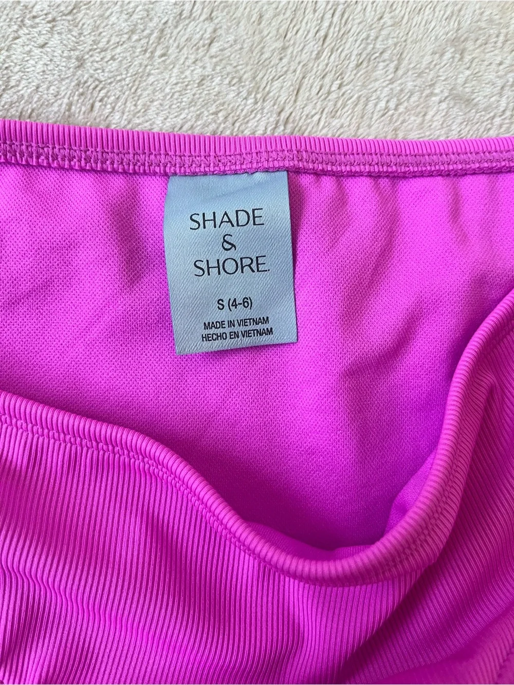 Shade & Shore Women’s Fuchsia Low Rise Ribbed Bikini Bottoms Small Medium NWT